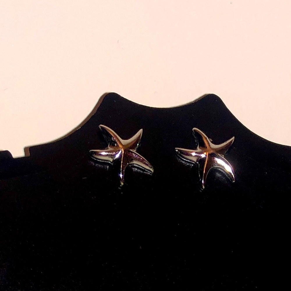 Starfish Earrings Silver Studs Pierced Ears Nautical Summer Mermaidcore Beach